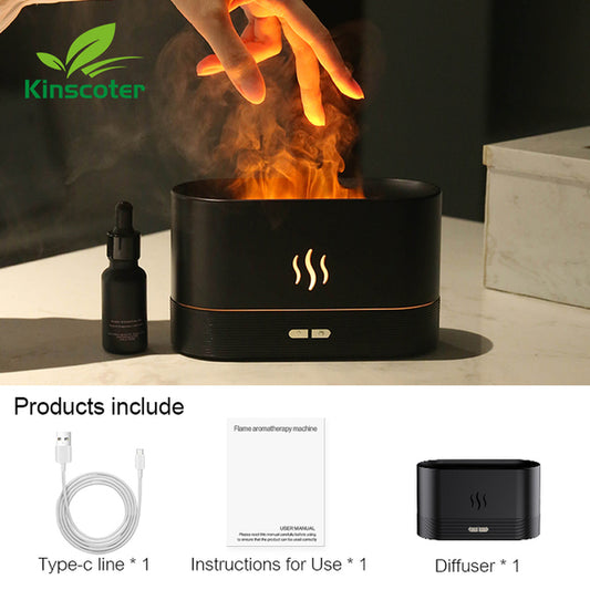 Aroma Diffuser Air Humidifier Ultrasonic Cool Mist Maker Fogger Led Essential Oil Flame Lamp Difusor